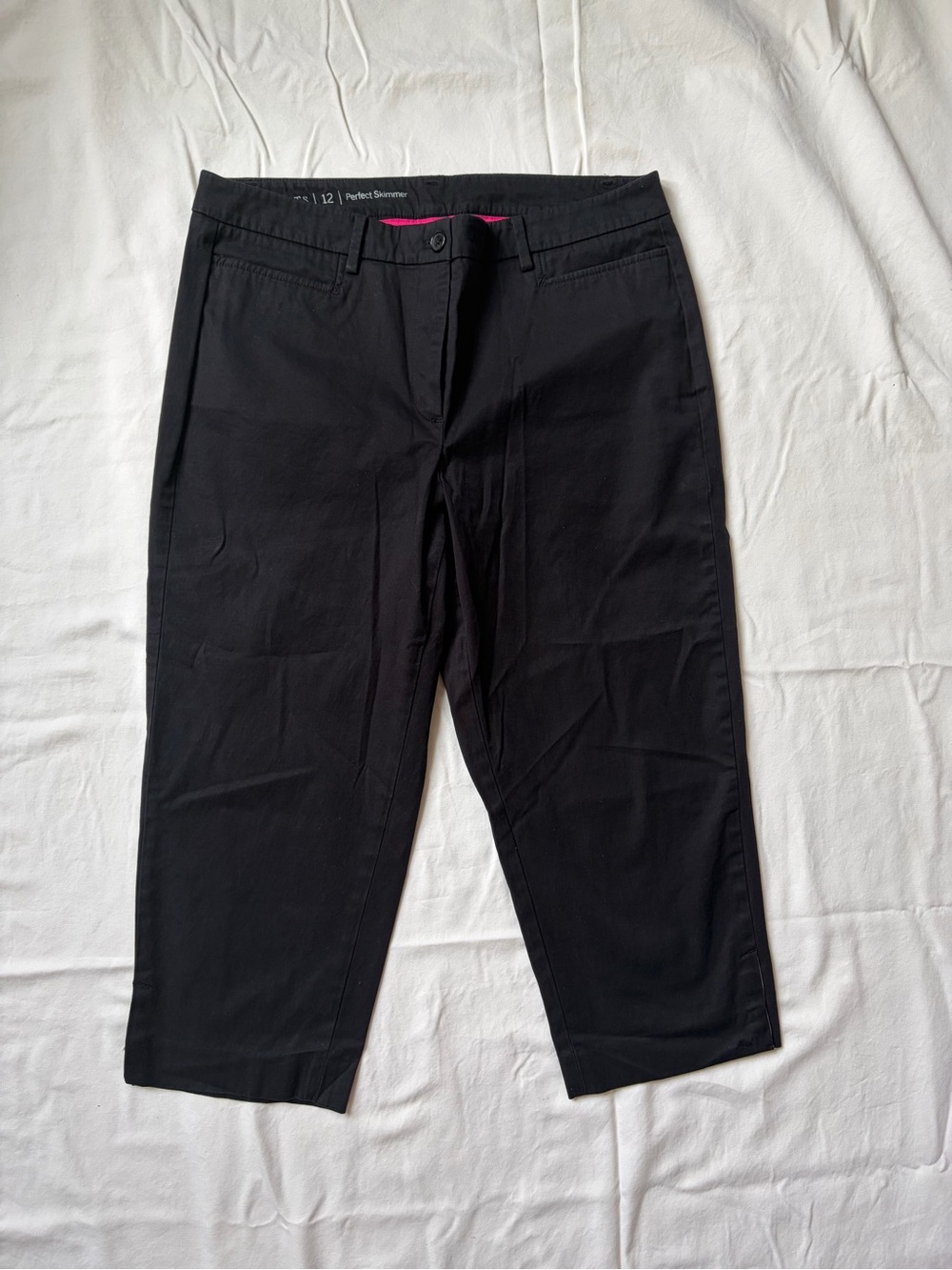 Talbots Black Cropped Capris Skimmer Style with Side Slits at Bottom Size 12